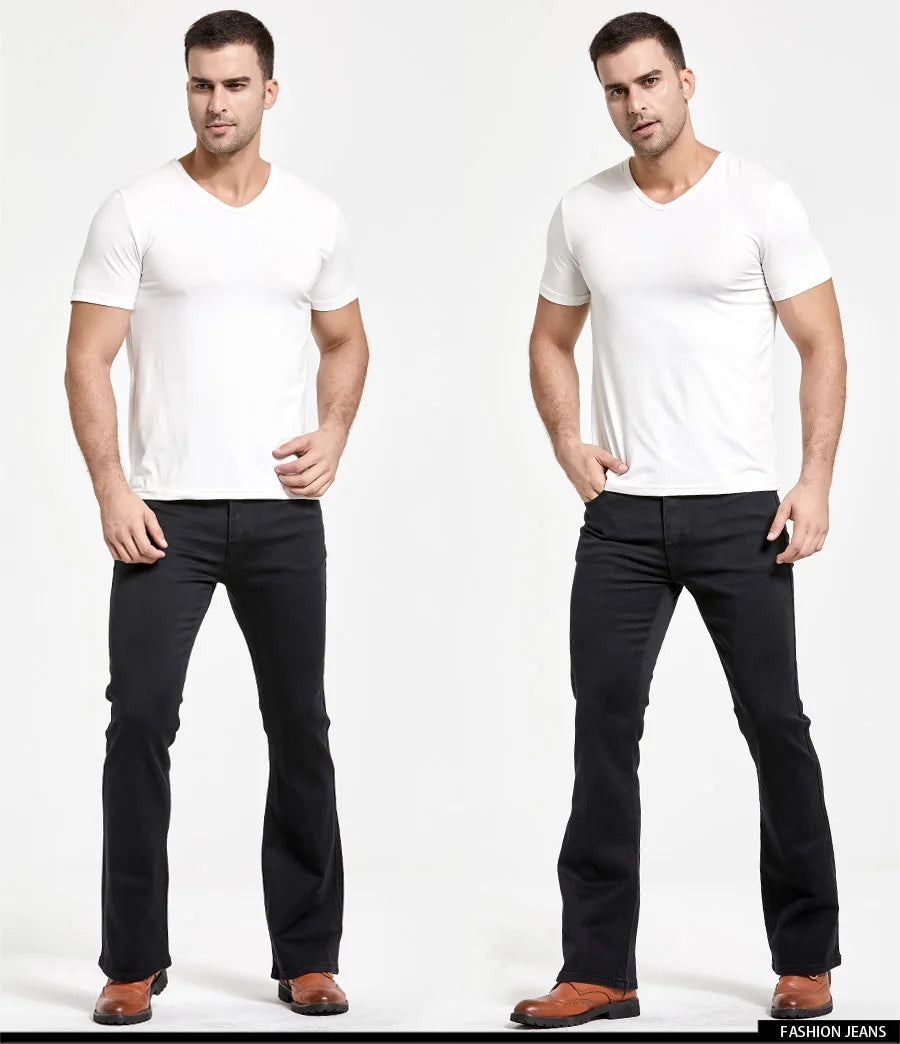 Jean Homme Bootcut Légèrement Évasé Slim Fit – Pantalon en Denim Stretch Classique, Bleu ou Noir, Tendance Designer BLACKBEARD OUTDOOR INDUSTRIES