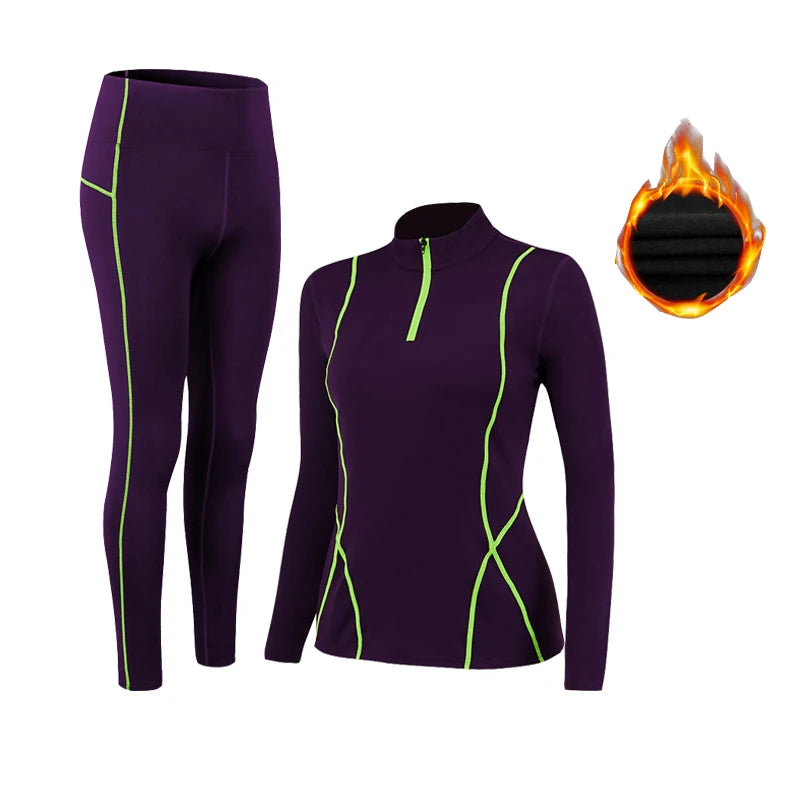 Ensemble de Sous-Vêtements Thermiques pour Femmes – T-Shirt à Col Montant et legging en Polyester et Spandex, Séchage Rapide, Chaud et Respirant - BLACKBEARD OUTDOOR INDUSTRIES