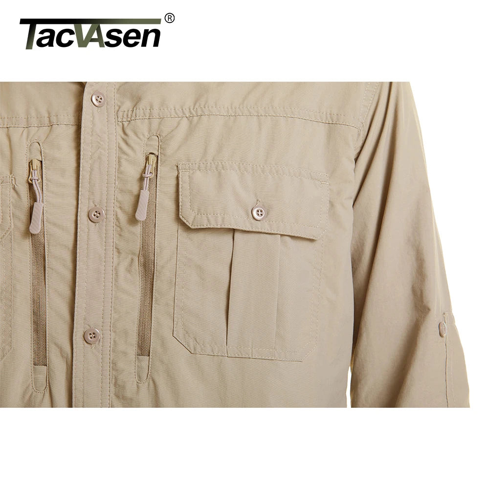 Chemise Homme TACVASEN | Manches Longues | Séchage Rapide | Protection UV | Poches Zippées | Randonnée & Travail Extérieur - BLACKBEARD OUTDOOR INDUSTRIES