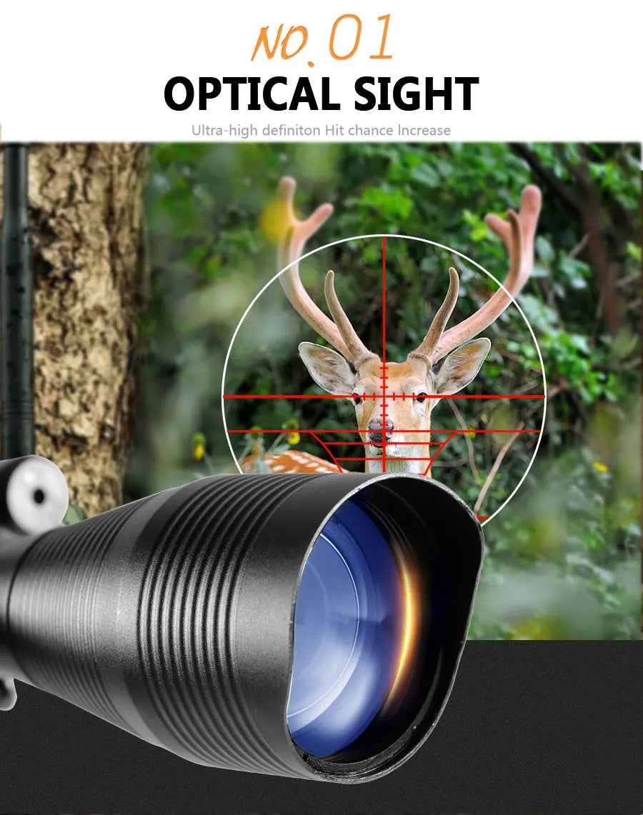 Lunette de Tir 4-12x50 avec Réticule Télémétrique Illuminé + Viseur Holographique 4 Réticules + Laser Rouge/Vert - Rail 20mm - BLACKBEARD OUTDOOR INDUSTRIES