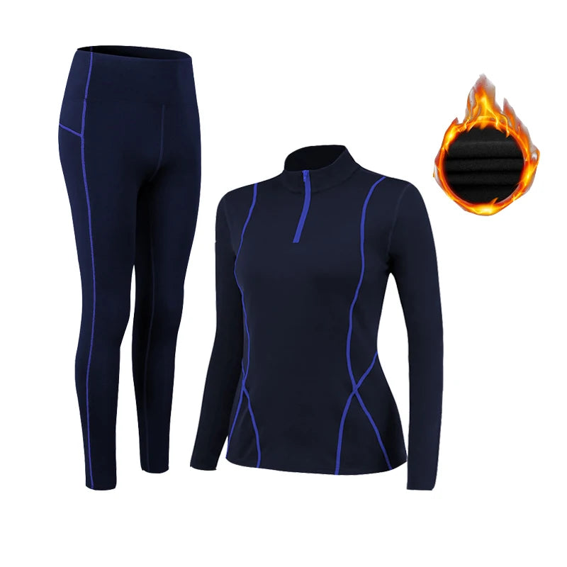 Ensemble de Sous-Vêtements Thermiques pour Femmes – T-Shirt à Col Montant et legging en Polyester et Spandex, Séchage Rapide, Chaud et Respirant - BLACKBEARD OUTDOOR INDUSTRIES