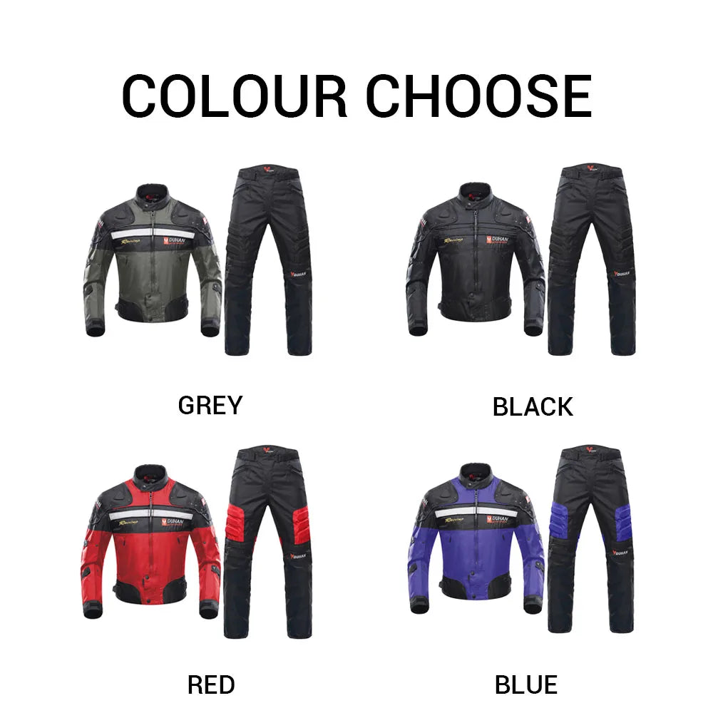 DUHAN Ensemble Moto Homme – Veste et Pantalon Moto Hiver Résistant au Vent et à l'Usure, avec Protections Corps - BLACKBEARD OUTDOOR INDUSTRIES