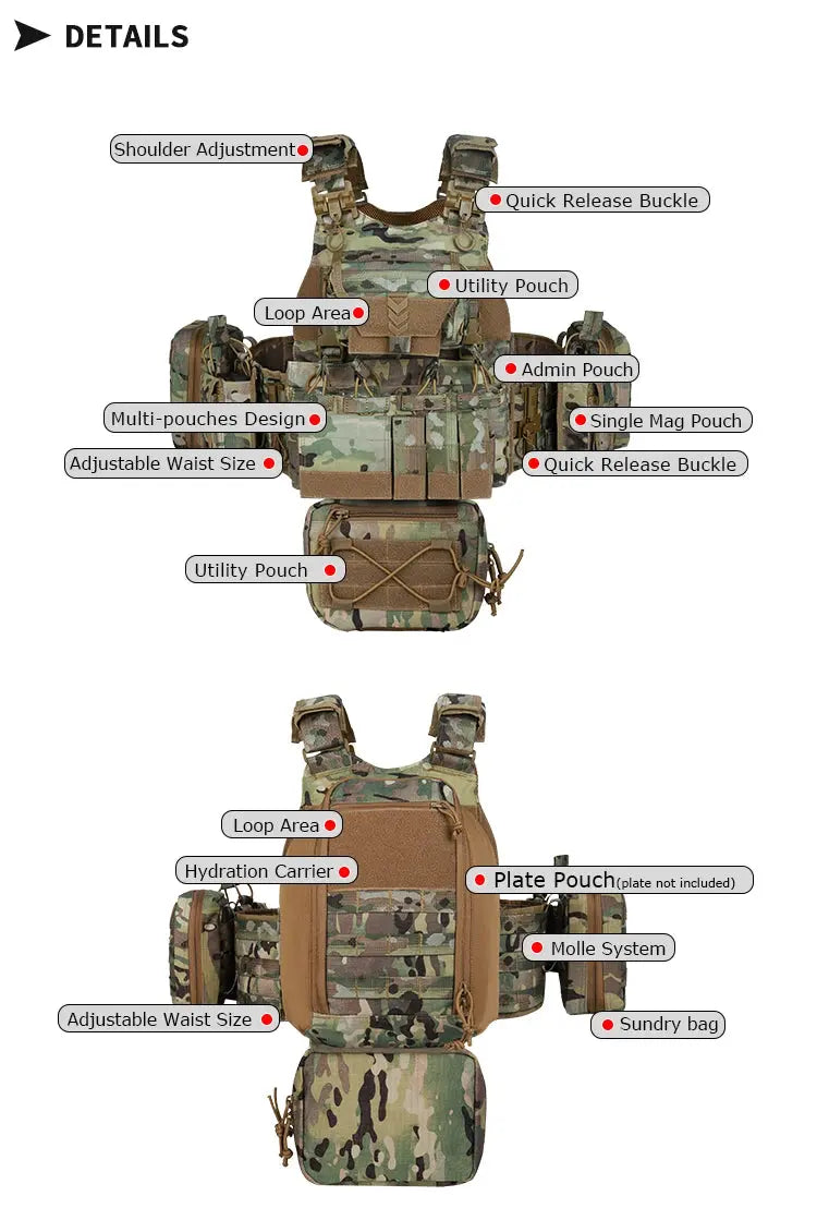 Gilet Tactique YAKEDA VT-8833TB – Plate Carrier Modulable Ma boutique