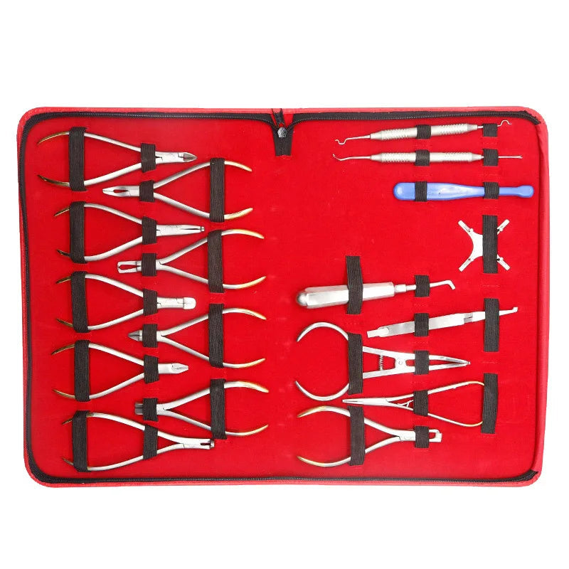 Kit Complet 18 Pièces d’Outils Orthodontiques avec Localisateur de Brackets TC – DENTOSEE Ma boutique