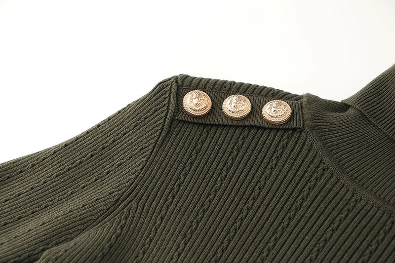 Pull en Laine Mélangée à Col Roulé Femme - Vert Armée, Épaules Padding, Casual, Tricoté pour l'Hiver BLACKBEARD OUTDOOR INDUSTRIES