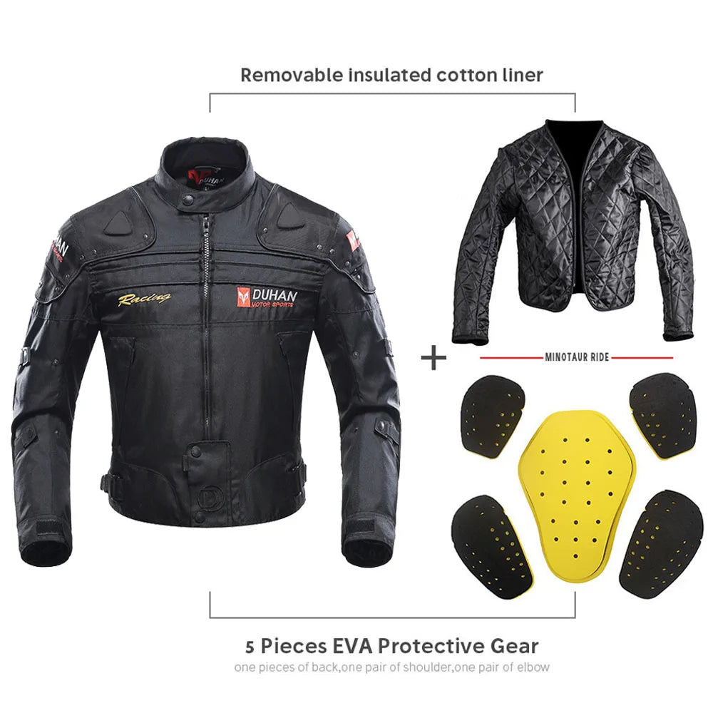 DUHAN Ensemble Moto Homme – Veste et Pantalon Moto Hiver Résistant au Vent et à l'Usure, avec Protections Corps - BLACKBEARD OUTDOOR INDUSTRIES