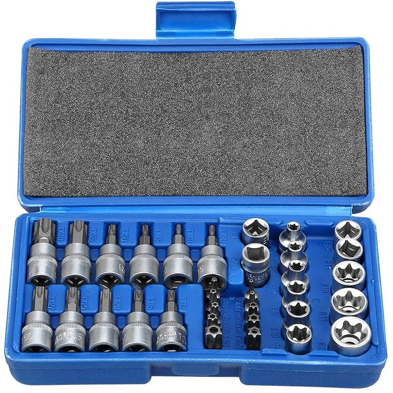 Set de 34 Pièces Douilles Torx Star & Embouts Sécurité – Mâle/Femelle E-Security - BLACKBEARD OUTDOOR INDUSTRIES