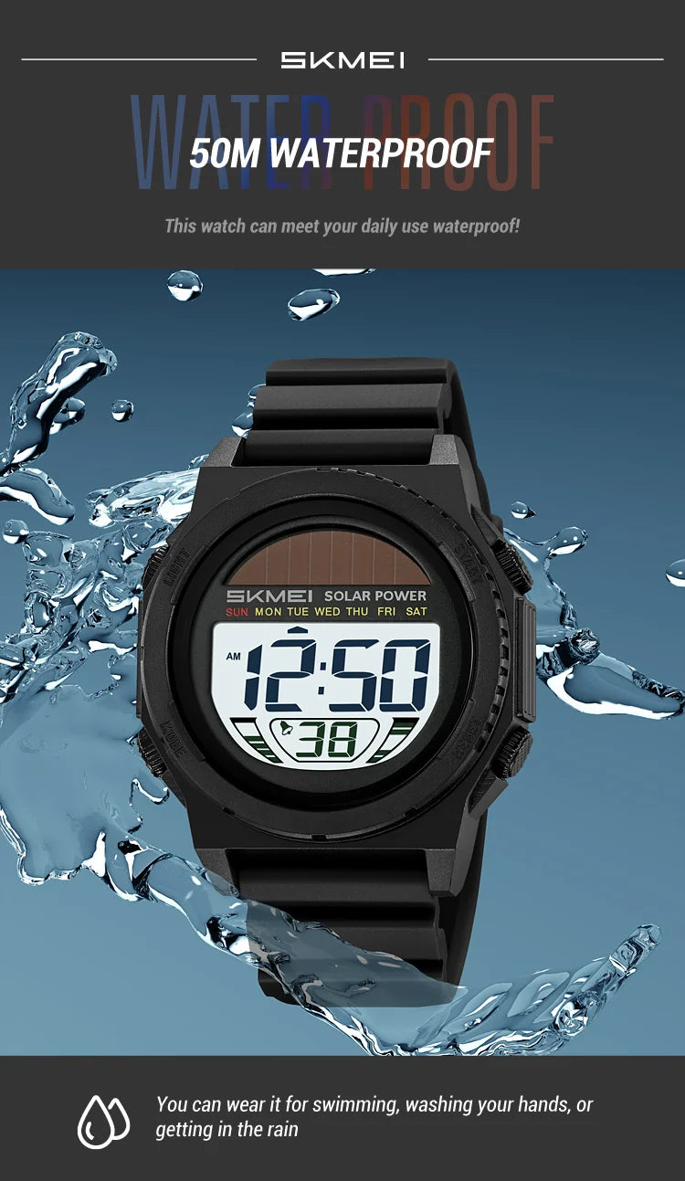 Montre Digitale SKMEI 2358 – Énergie Solaire – Étanche 5ATM – Homme & Femme - BLACKBEARD OUTDOOR INDUSTRIES