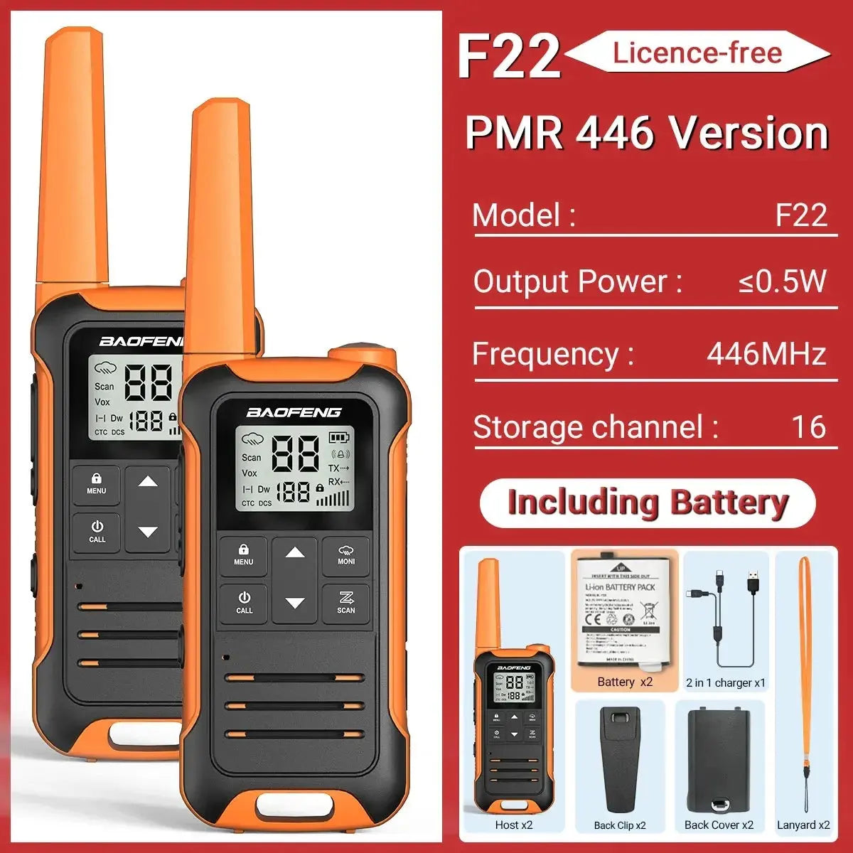Baofeng F22 - Talkie-Walkie Portable PMR/FRS - Longue Portée et Multifonctions Ma boutique