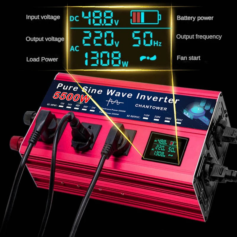 Onduleur Pur Sinus 5500W / 5000W – DC 12V/24V/48V/60V/72V à AC 110V/220V - BLACKBEARD OUTDOOR INDUSTRIES