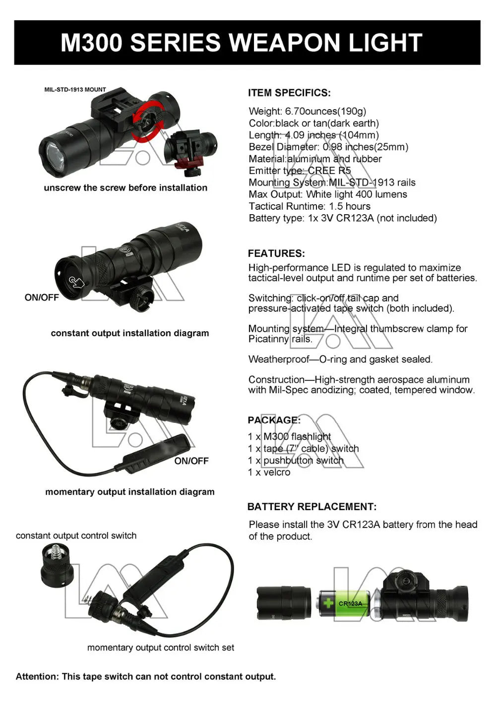 flashlight Tactical Surefire Scout M300 M300A Ma boutique
