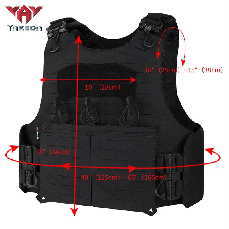 Gilet Tactique YAKEDA en Nylon – Gilet de Chasse avec Libération Rapide et Système PALS Découpé au Laser, Dos Extensible et Résistant à l'Usure BLACKBEARD OUTDOOR INDUSTRIES