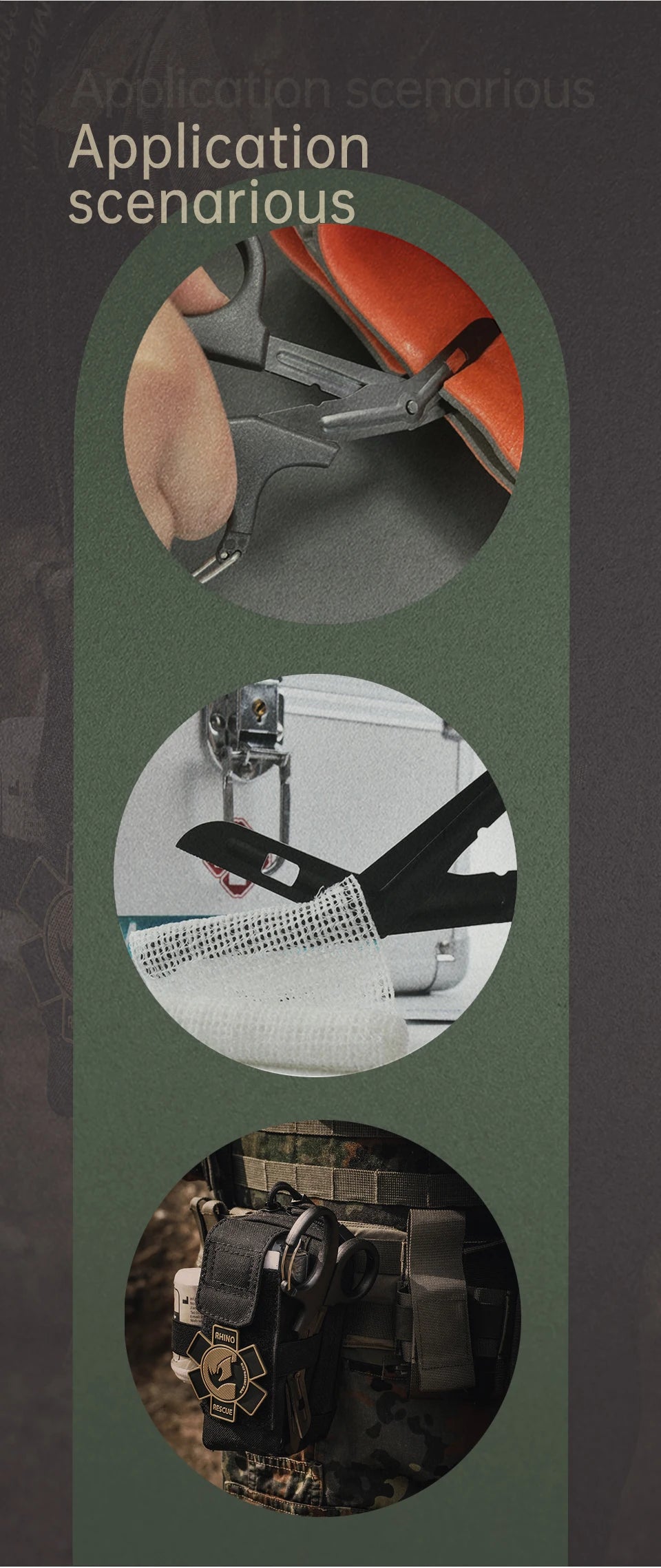 RHINO RESCUE - Ciseaux de Traumatologie 7,5" en Acier Inoxydable Premium avec Lames Anti-Adhésives et Revêtement Fluoré - 1 Pièce - BLACKBEARD OUTDOOR INDUSTRIES