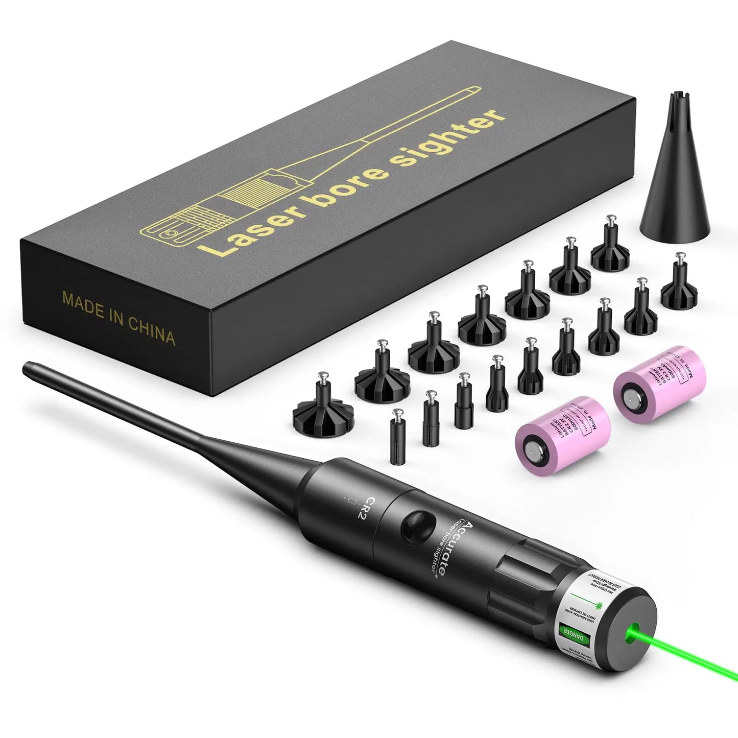 Laser Bore Sight Kit – Point Rouge ou Vert Lumineux avec Gros Bouton, - BLACKBEARD OUTDOOR INDUSTRIES