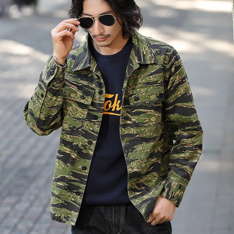 Chemise Camouflage Homme – Style Rayures Tigre | Manches Longues | Multi-poches | Casual & Workwear - BLACKBEARD OUTDOOR INDUSTRIES