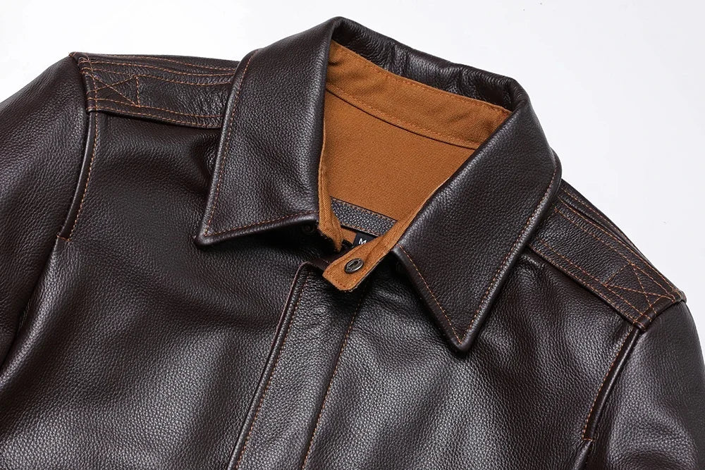 Blouson Homme Style A2 Classique en Cuir Véritable Inspiré Aviation Militaire | Cuir de Vache Naturel | Veste de Pilote - BLACKBEARD OUTDOOR INDUSTRIES
