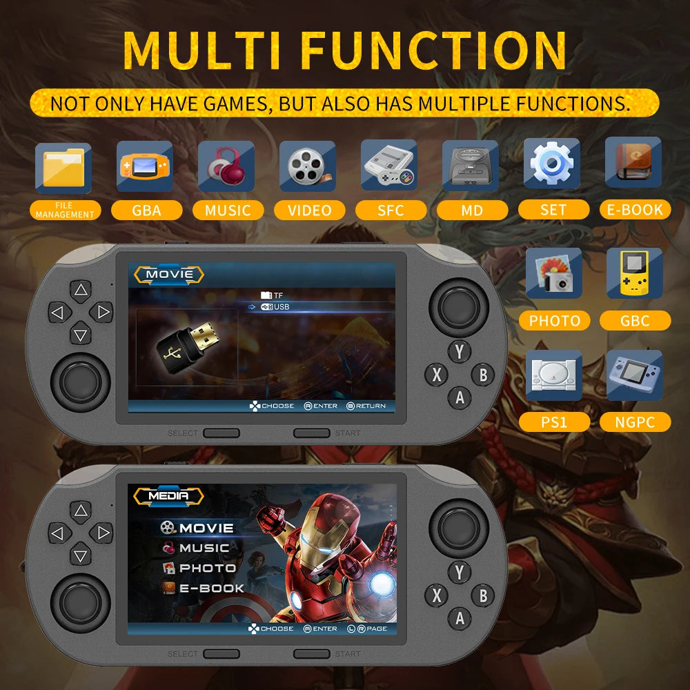Console de Jeu Rétro Portable SF3000 – Écran IPS 4.5" – 20 000+ Jeux – 14 Émulateurs – 64Go – 3000mAh - BLACKBEARD OUTDOOR INDUSTRIES