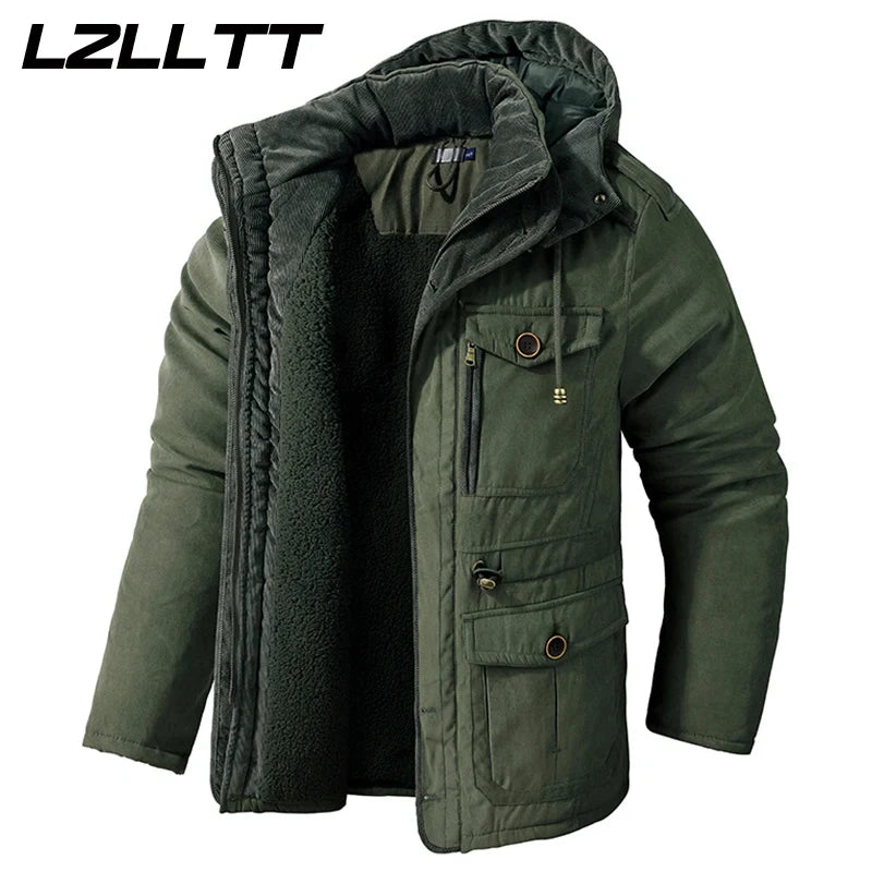 Parka Homme Hiver Chaude – LZLLTT Avec Capuche Amovible | Doublure Polaire | Multipoches | -30°C à +5°C - BLACKBEARD OUTDOOR INDUSTRIES