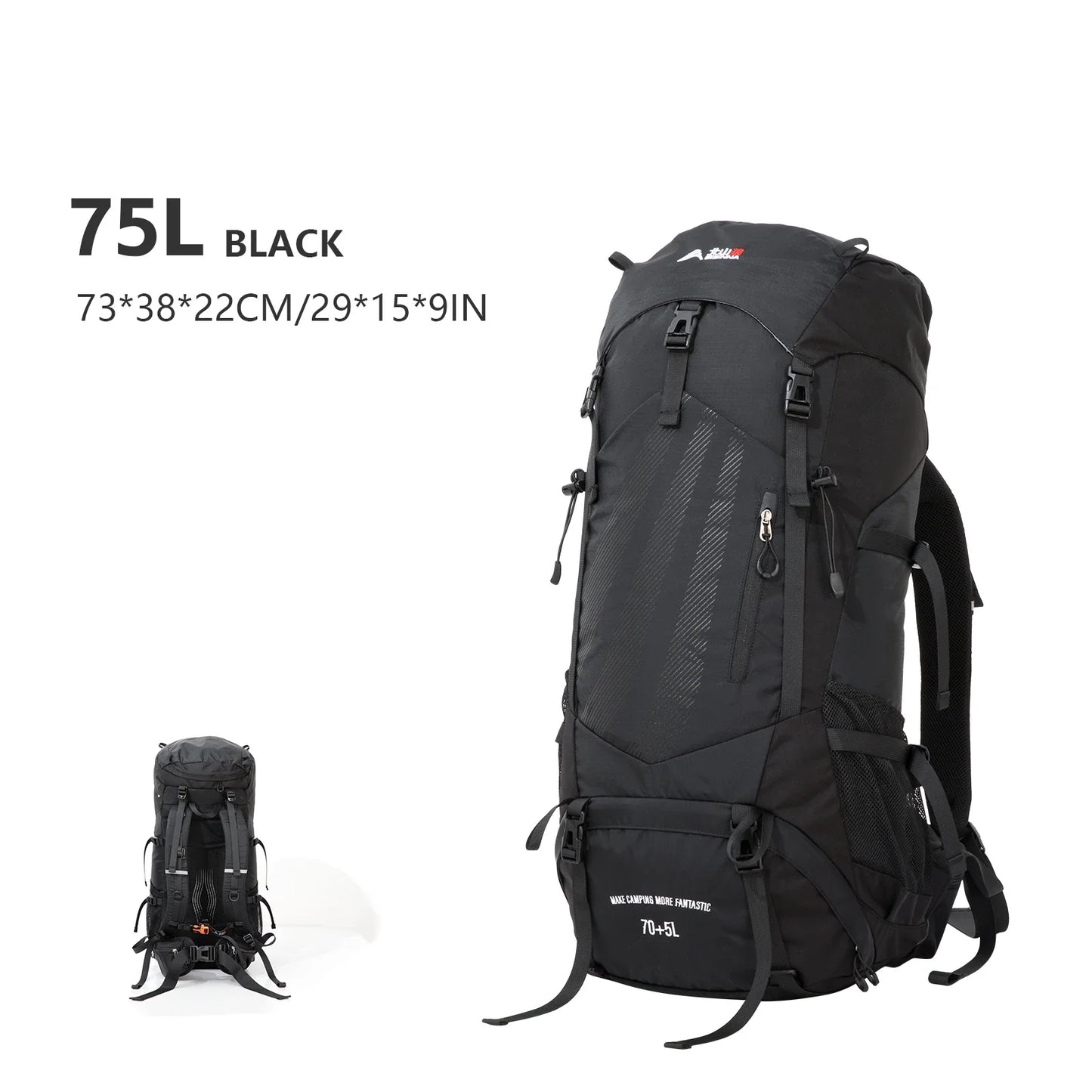 BISINNA Sac à Dos de Randonnée 70L – Avec Housse de Pluie Intégrée - BLACKBEARD OUTDOOR INDUSTRIES