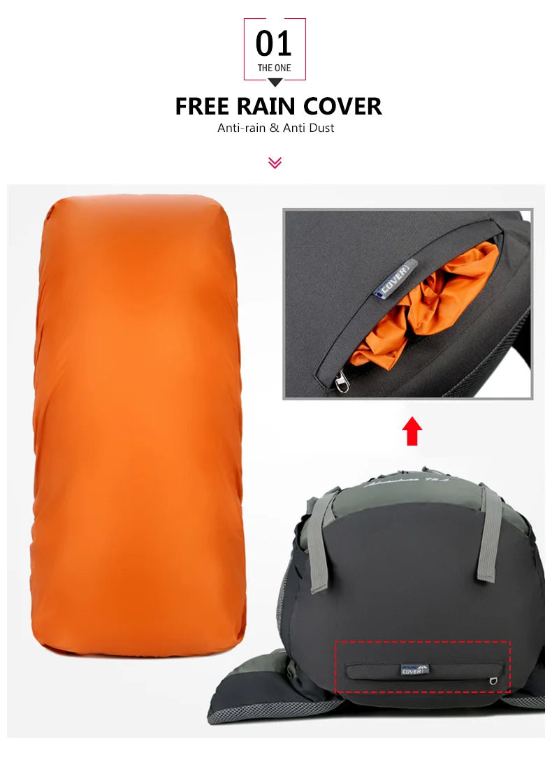 Sac à Dos de Camping 75L - Avec Housse de Pluie - Randonnée, Escalade, Trekking - Unisexe - BLACKBEARD OUTDOOR INDUSTRIES