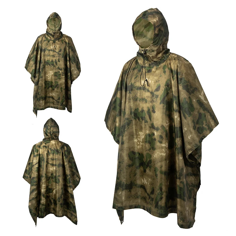 Poncho de Pluie Tactique Militaire - Imperméable, Polyvalent, avec Capuche Ajustable et Sac de Rangement BLACKBEARD OUTDOOR INDUSTRIES
