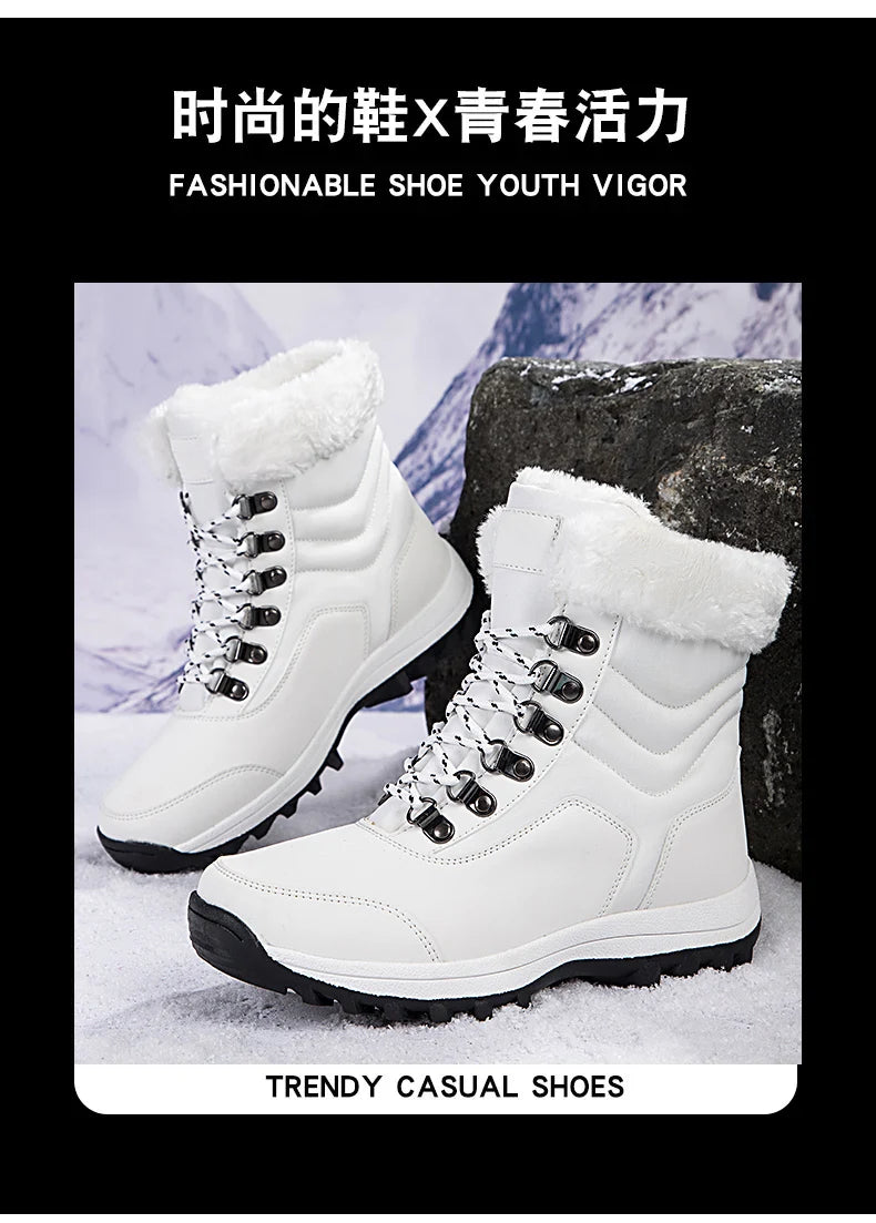 Bottes de Neige Femme Hiver 2024 – Sneakers Chaudes à Fourrure, Semelle Épaisse, Imperméables – Bottines Mi-mollet Outdoor - BLACKBEARD OUTDOOR INDUSTRIES