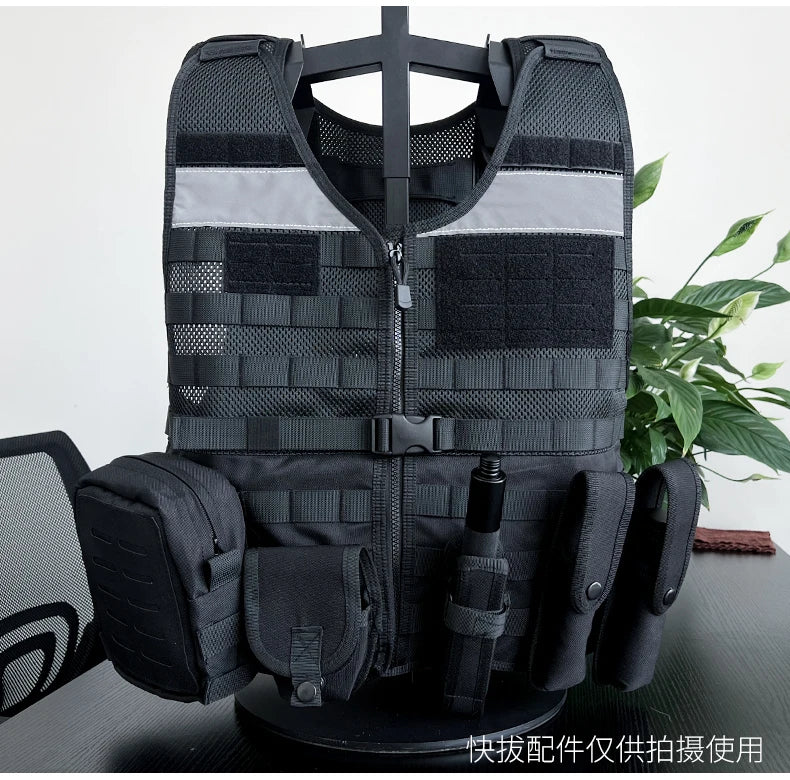 Gilet Tactique de Service Noir - Gilet de Combat Respirant Multifonctionnel pour Patrouille BLACKBEARD OUTDOOR INDUSTRIES