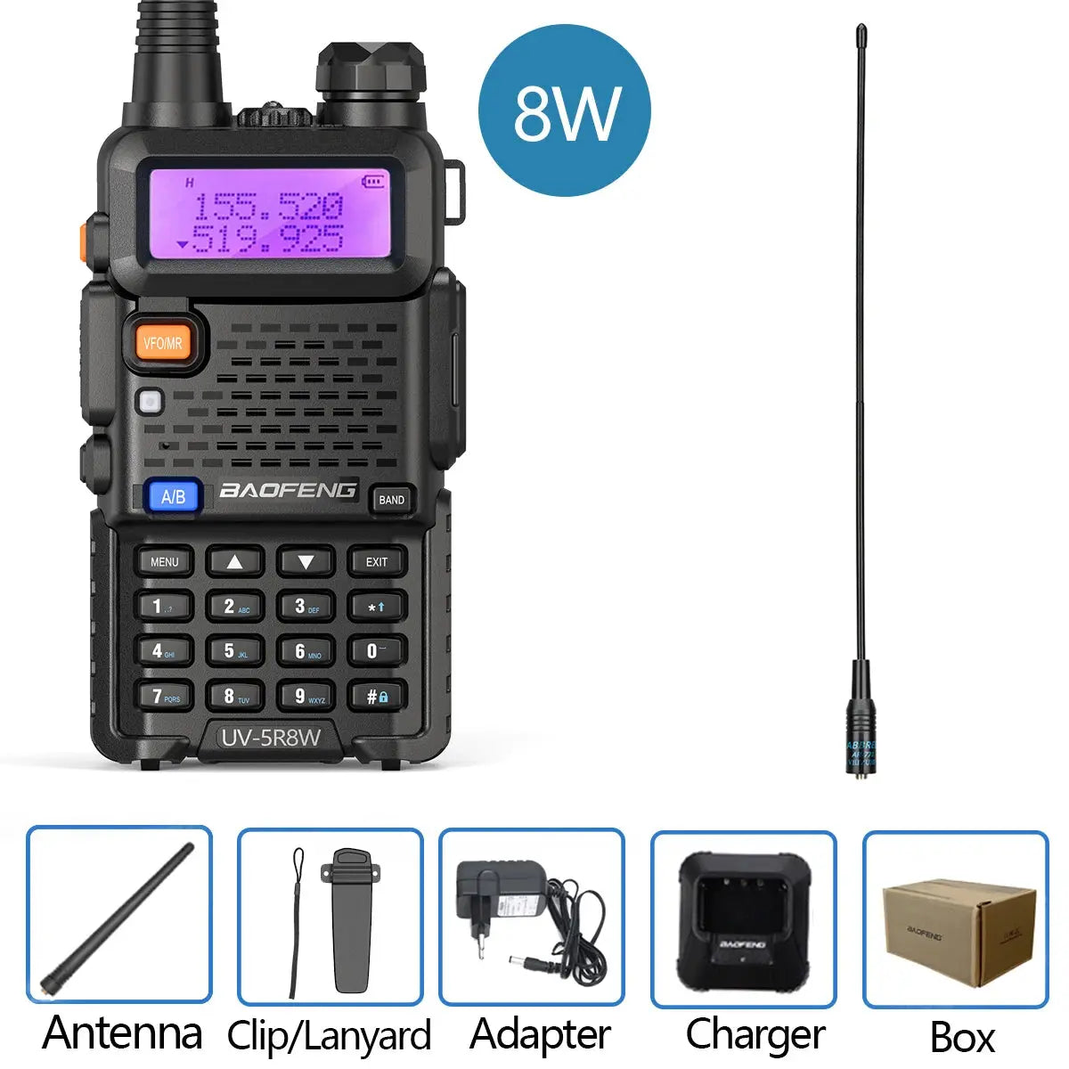 Baofeng UV-5R – Radio Bi-Bande VHF/UHF | 128 Canaux, Jusqu'à 15 km de Portée, Lampe LED et FM Ma boutique