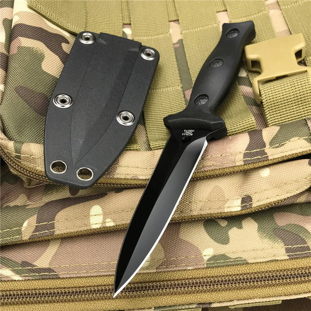 Couteau Tactique Extérieur à Lame Fixe – Double Tranchant | Acier Inoxydable 440C | Poignée ABS & Caoutchouc | Avec Étui - BLACKBEARD OUTDOOR INDUSTRIES