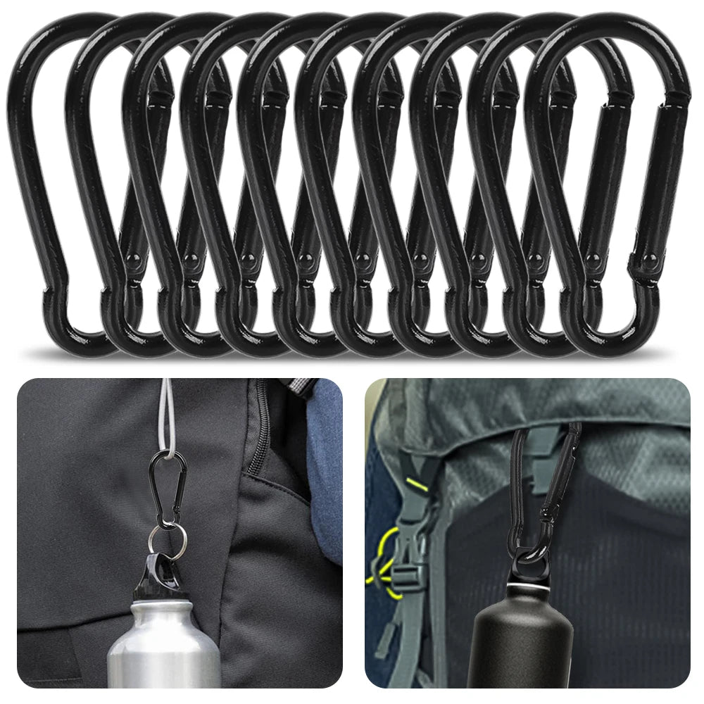 Mini Mousqueton en Alliage d'Aluminium – Lot de 10/50 pièces | Clip D-Type Pratique et Résistant pour Clés, Camping et Outdoor - BLACKBEARD OUTDOOR INDUSTRIES