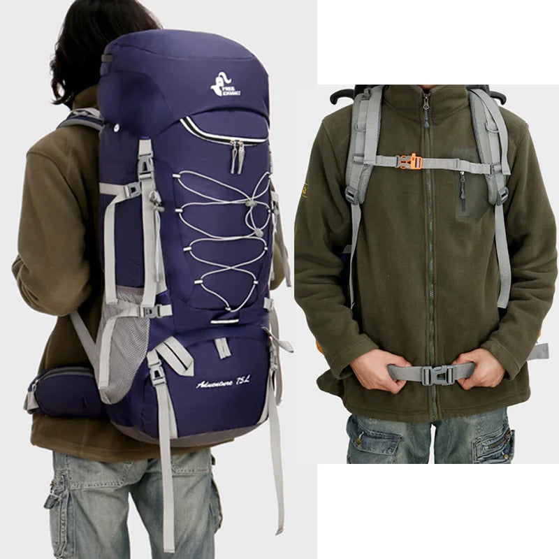 Sac à Dos de Camping 75L - Avec Housse de Pluie - Randonnée, Escalade, Trekking - Unisexe - BLACKBEARD OUTDOOR INDUSTRIES
