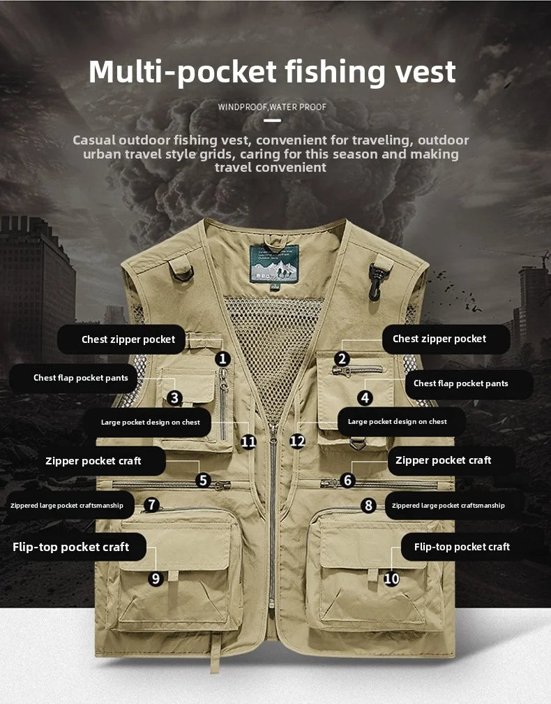 Gilet Tactique Homme Été – 14 Poches, Mesh Respirant - BLACKBEARD OUTDOOR INDUSTRIES