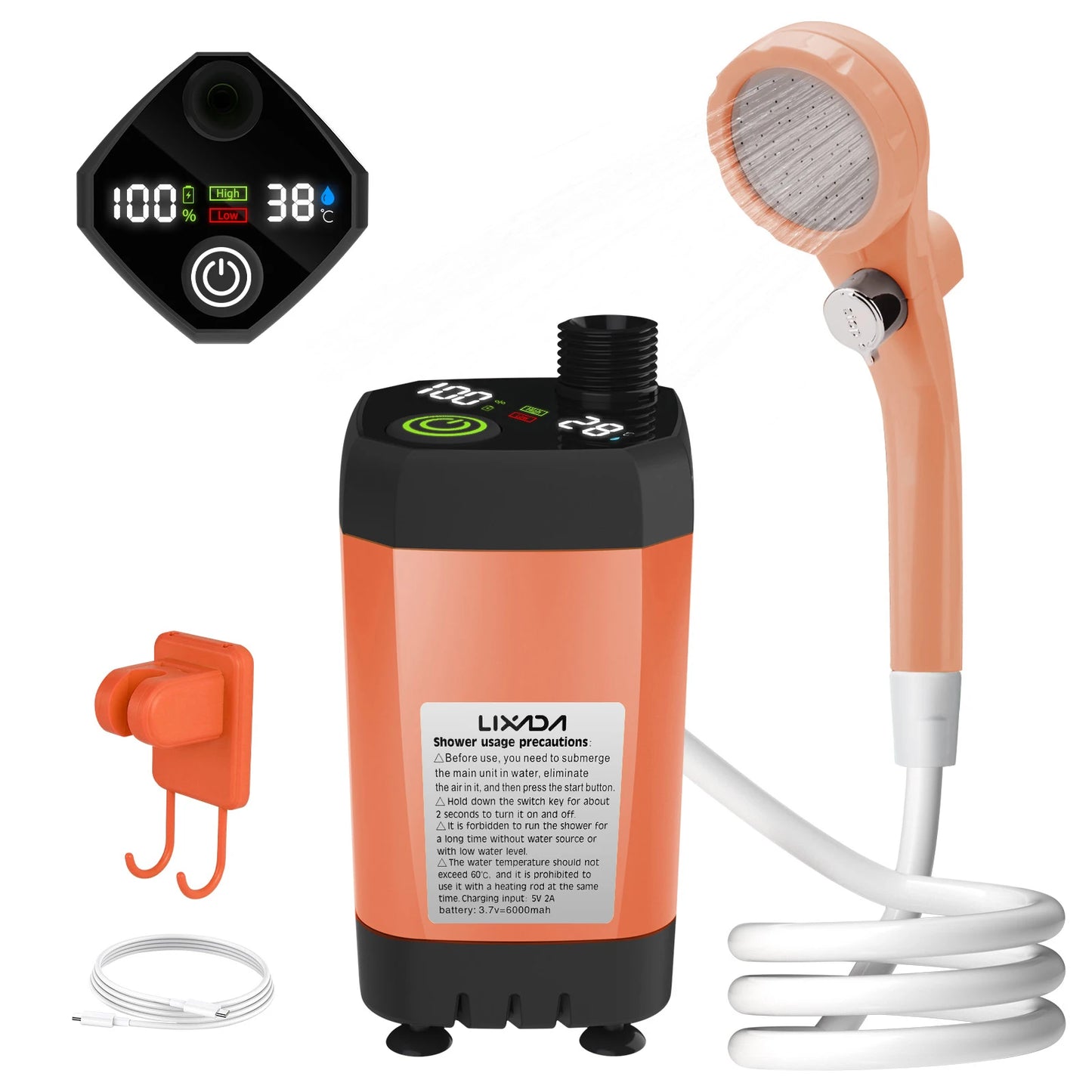Kit de Douche Portable pour Camping – Pompe de Douche RV avec Écran Numérique Intelligent, Mode Éco Énergétique, Batterie 6000mAh – Idéale pour Aventures en Plein Air - BLACKBEARD OUTDOOR INDUSTRIES