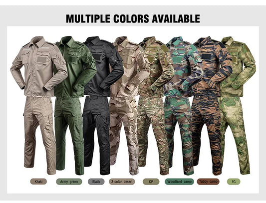 Set de Vêtements Tactiques BDU - Chemise et Pantalon Camouflage pour Entraînement en Plein Air, Randonnée, Chasse, Airsoft, Sniper, Combat, Ghillie Suit - BLACKBEARD OUTDOOR INDUSTRIES