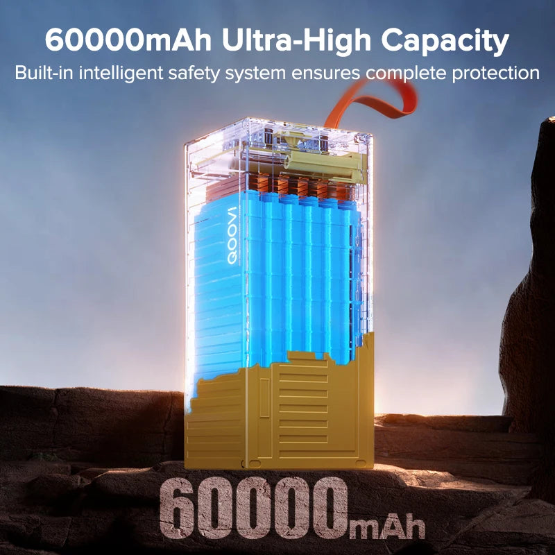 QOOVI 60000mAh Power Bank - Charge Rapide 22.5W PD QC 3.0, Station de Charge Haute Capacité BLACKBEARD OUTDOOR INDUSTRIES