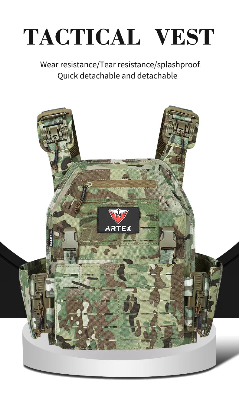 Gilet Tactique ARTEX - Gilet de Combat Léger à Libération Rapide - Porte-Plates 1000D en Polyester avec Système MOLLE - Chaleco Tactico - Gilet Militaire BLACKBEARD OUTDOOR INDUSTRIES