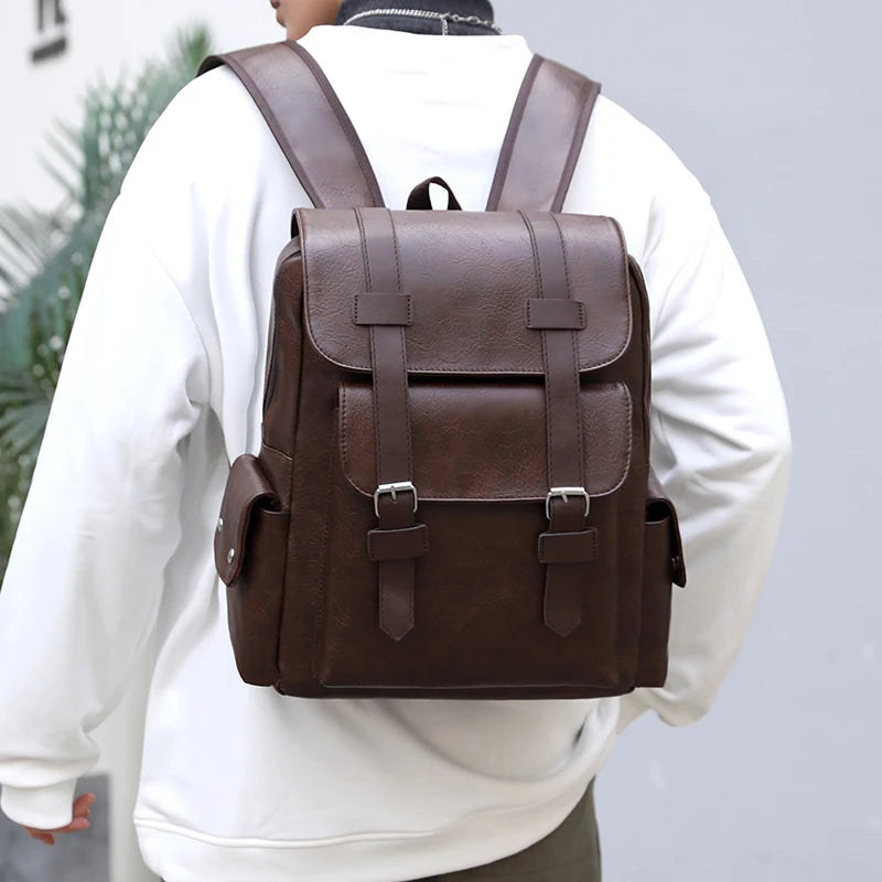 Sac à Dos Homme en Cuir PU – Élégant & Fonctionnel | Ordinateur Portable & École | 20–35L - BLACKBEARD OUTDOOR INDUSTRIES