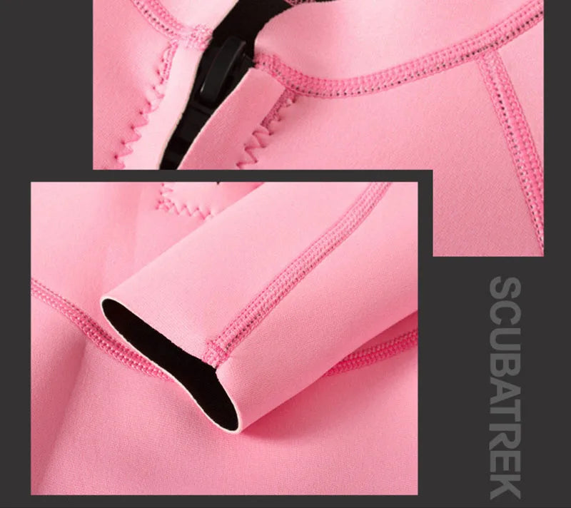 Combinaison Femme Néoprène 2 mm – Manches Longues Rose, Surf, Plongée, Snorkeling - BLACKBEARD OUTDOOR INDUSTRIES