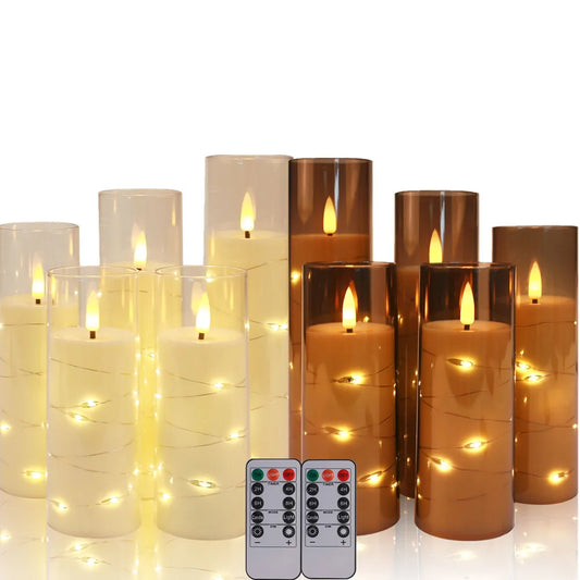 Set de 10/20 Bougies Sans Flamme avec Lumières LED en Fil de Câble et Télécommande - Bougies Pilier à Minuterie pour Décoration Intérieure - BLACKBEARD OUTDOOR INDUSTRIES