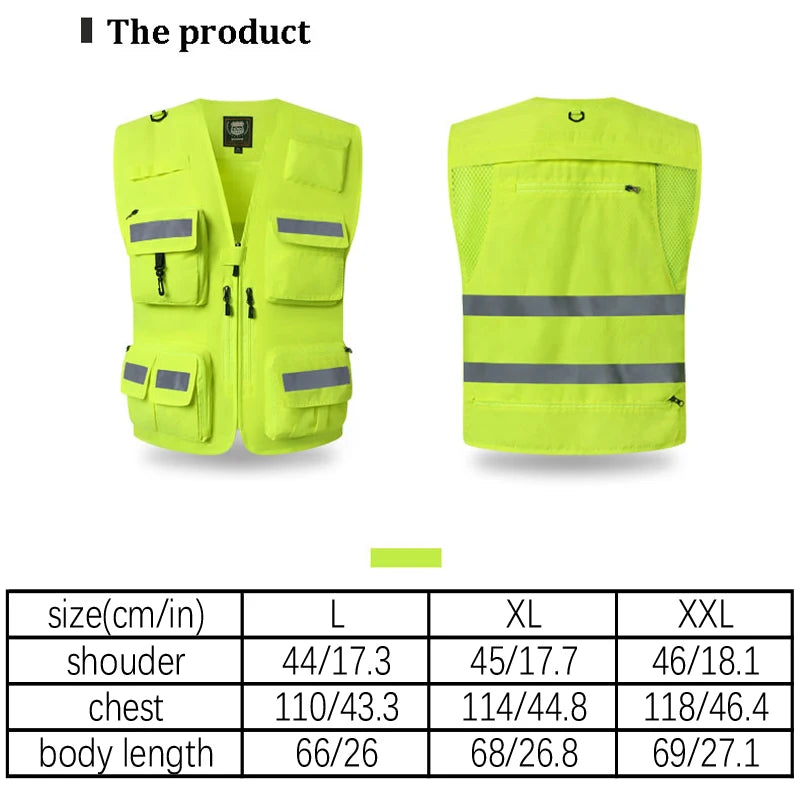 Gilet de Sécurité Réfléchissant Haute Visibilité - Veste de Travail Fluorescente pour Motocyclistes - BLACKBEARD OUTDOOR INDUSTRIES
