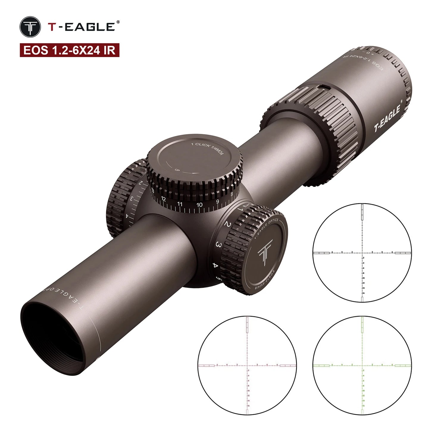 T-EAGLE EOS 1.2-6x24 IR - Lunette de Précision Tactique pour Fusil de Chasse avec Réticule Illuminé, Viseur Collimateur et Support Picatinny - BLACKBEARD OUTDOOR INDUSTRIES