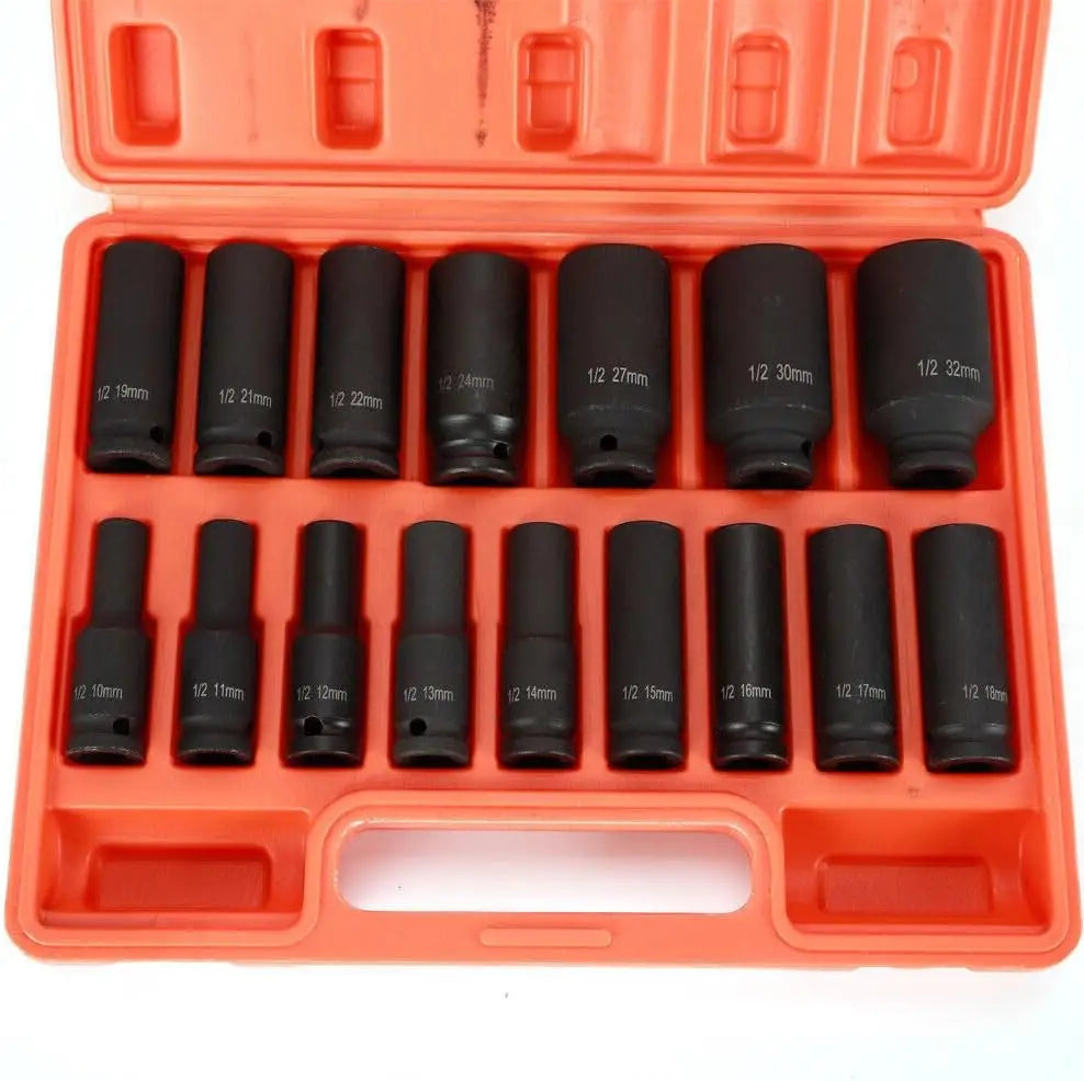 Coffret de Douilles 16 Pièces — Clé à Chocs 1/2 Pouce, 10 à 32 mm - BLACKBEARD OUTDOOR INDUSTRIES