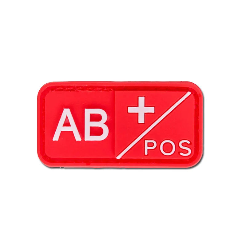 Patch Groupe Sanguin 3D PVC – A B AB O Rh + / - – Écusson Tactique Militaire Hook & Loop 5×2,5 cm - BLACKBEARD OUTDOOR INDUSTRIES