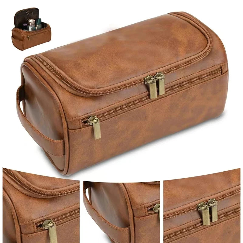 Trousse de Toilette en Cuir PU ou Toile – Grande Capacité & Accroche Murale | Unisexe, Idéale pour les Voyages - BLACKBEARD OUTDOOR INDUSTRIES