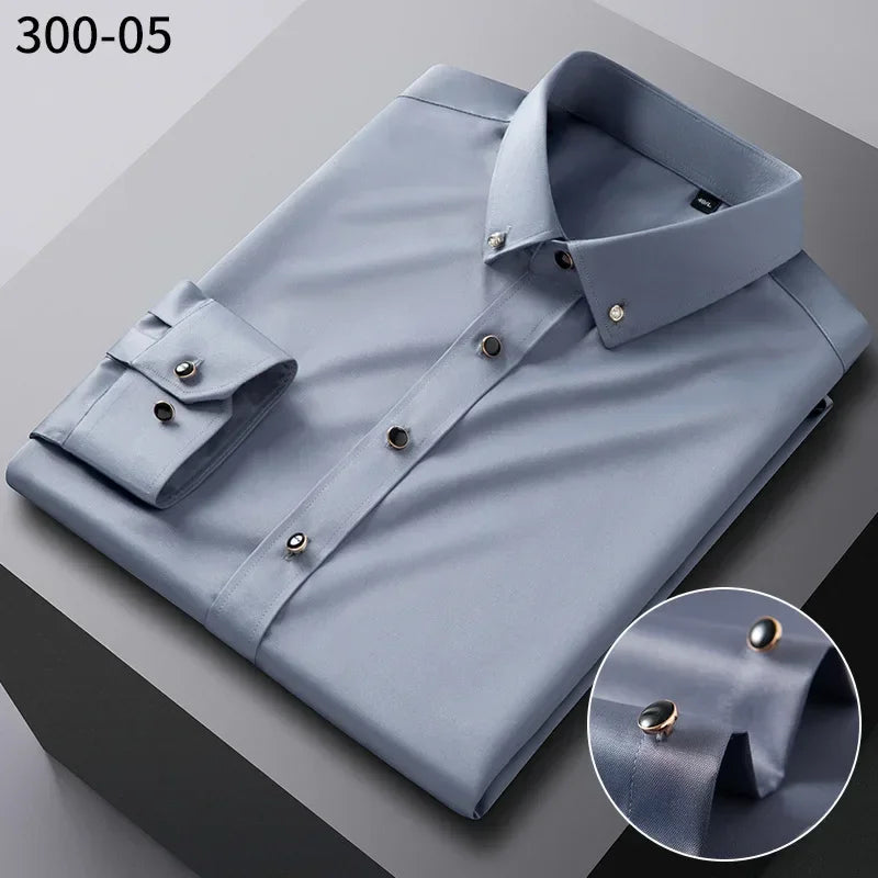 Chemise Homme de Qualité, Manches Longues, Élastique, Confortable et Anti-Retouche – Chemise Business Slim Fit Coréenne BLACKBEARD OUTDOOR INDUSTRIES