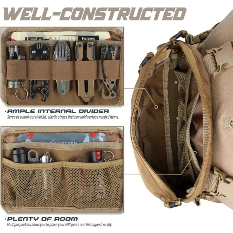 Sac Tactique pour Épaule Molle en Nylon 1000D – Poche Airsoft, Sac de Camping, Sac de Randonnée EDC, Sac de Chasse et Pêche BLACKBEARD OUTDOOR INDUSTRIES