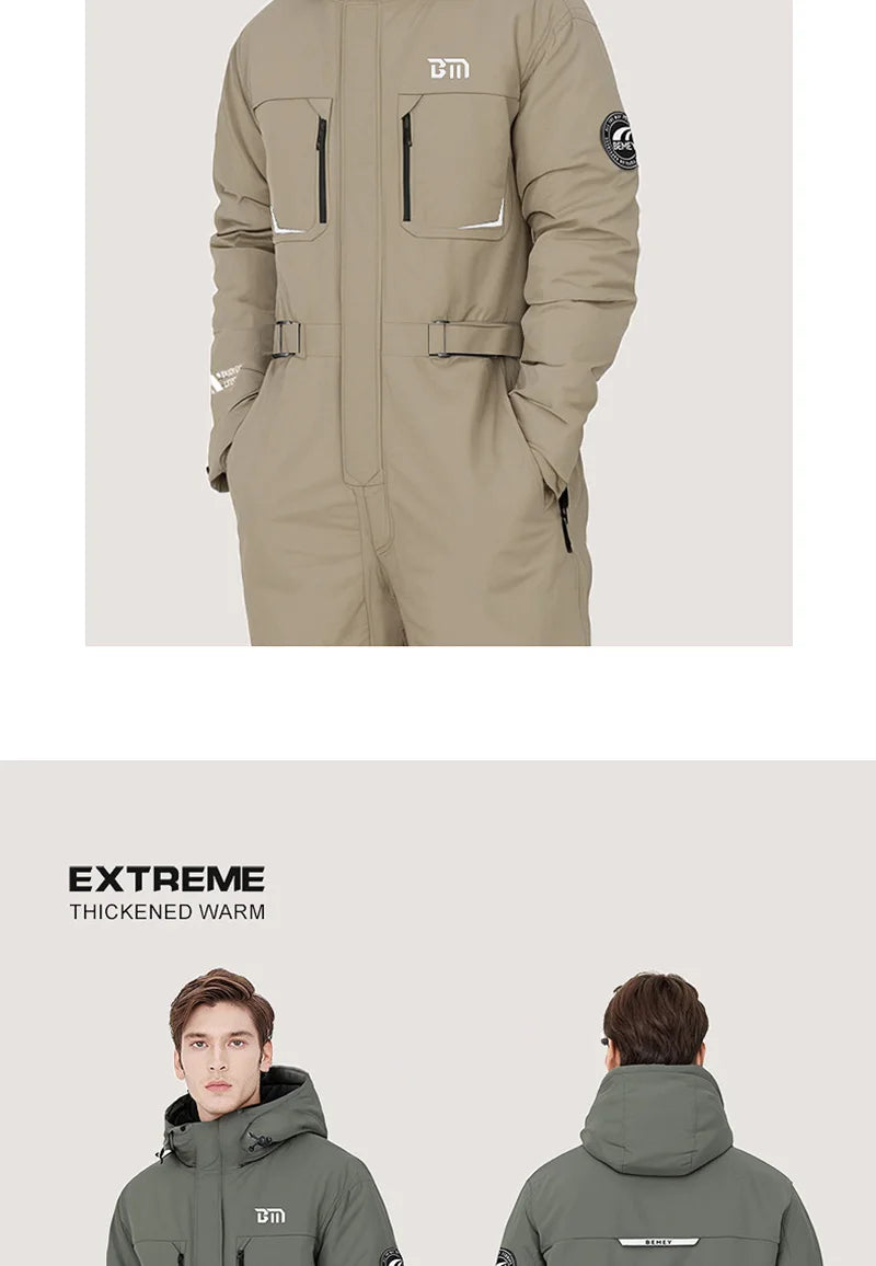 Motorcycle Riding Winter Coldproof Clothing Winter Fashion Waist Designwarm Cotton Jumpsuit Thickened Waterproof Snowmobile Suit BLACKBEARD OUTDOOR INDUSTRIES