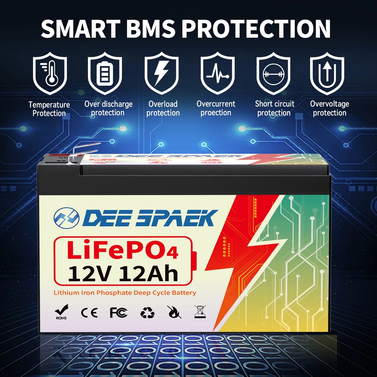 Batterie Lithium Fer Phosphate (LiFePO4) 12V 12Ah avec BMS - BLACKBEARD OUTDOOR INDUSTRIES