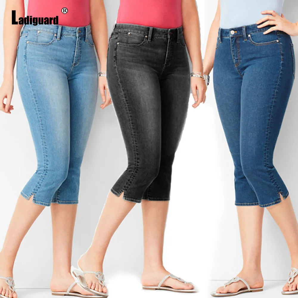 Jean Capri Femme Vintage Taille Haute – Grandes Tailles jusqu’au 3XL – Style Européen Mode Été 2025 - BLACKBEARD OUTDOOR INDUSTRIES