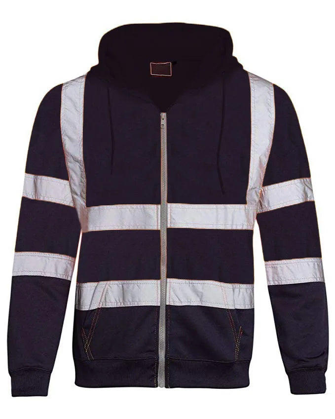 Sweat à Capuche Réfléchissant Haute Visibilité - Vêtement de Travail de Protection, Coloris Bloc, Fermeture Éclair - BLACKBEARD OUTDOOR INDUSTRIES